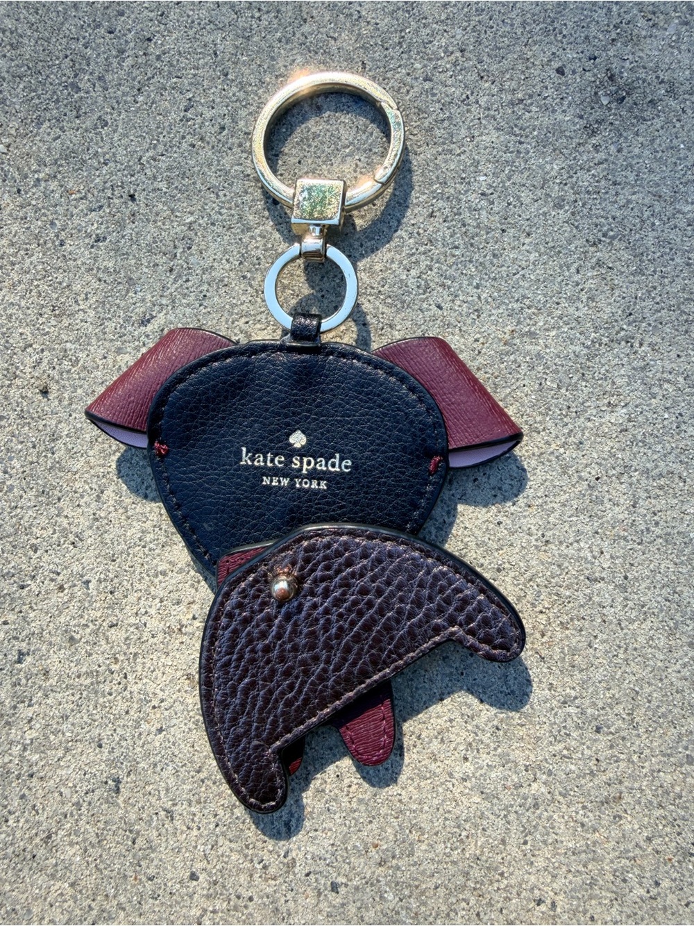 kate spade Floral Puppy Keychain Charm in Pink & Burgundy - Picture 4 of 9